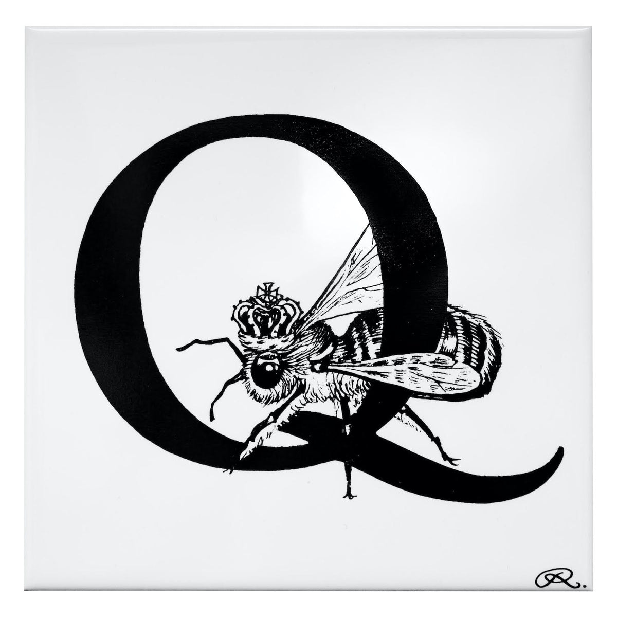 Rory Dobner Q – Queen Bee Alphabet Tile - Ceramic