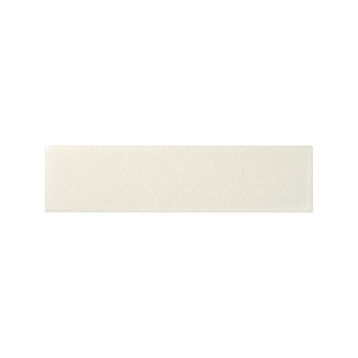 Retro Metro South Kensington 5 x 20cm warm white crackle-glaze ceramic metro wall tile