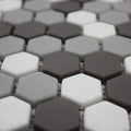 Ritz Brumoso Mix Grey 30.2 x 30cm glass marble effect hexagon mosaic close-up detail
