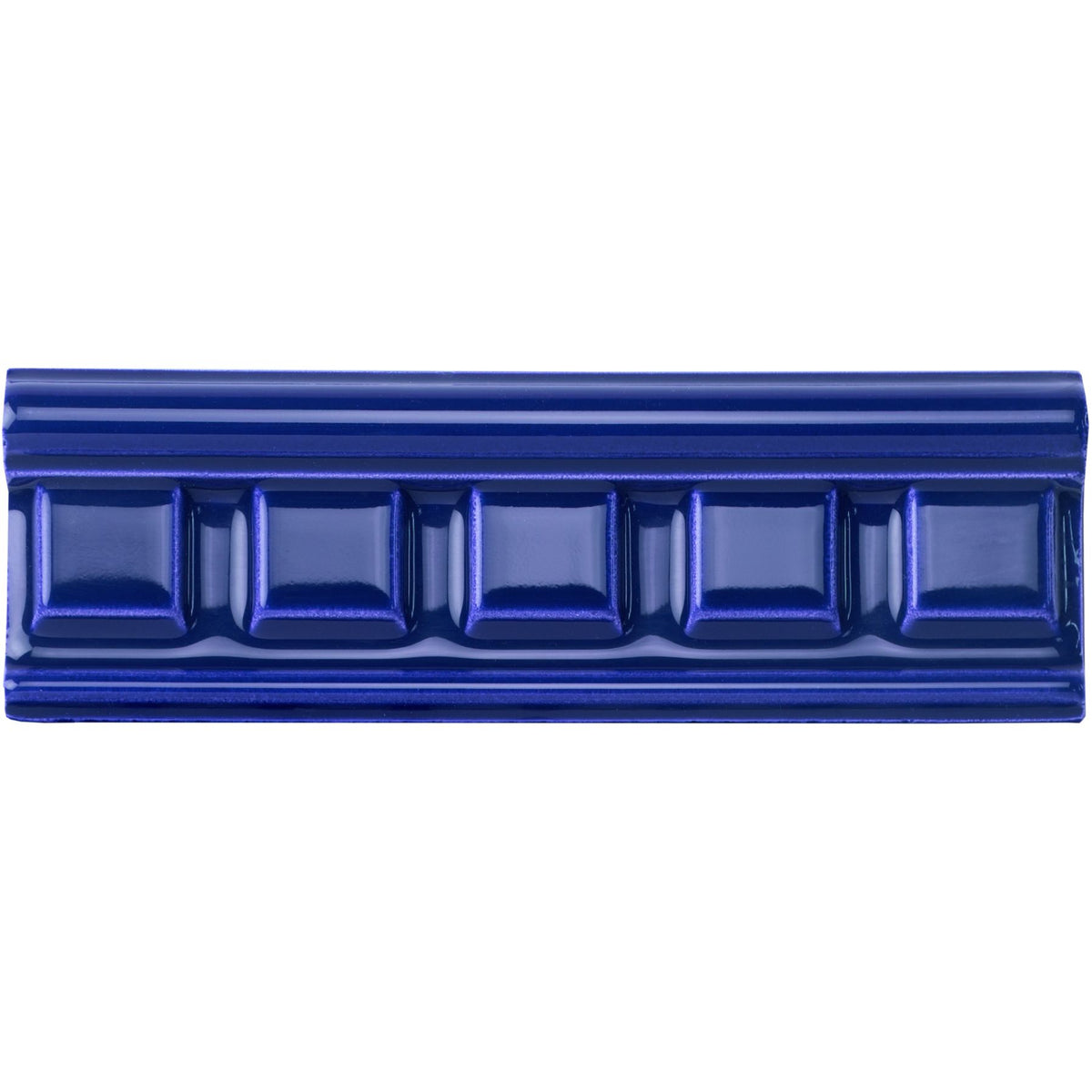 Royal Blue Dentil Moulding Ceramic Wall Tile 152x50mm - Gloss