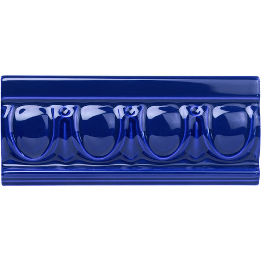 Royal Blue Egg & Dart Moulding Ceramic Wall Tile 152x65mm - alternate view
