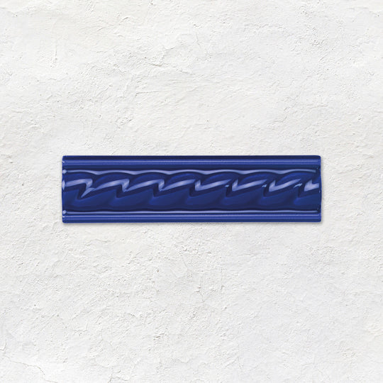 Royal Blue Rope Moulding Ceramic Wall Tile 152x40mm