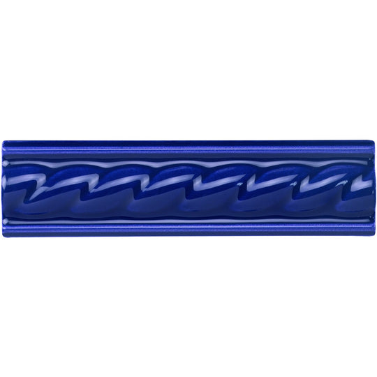 Royal Blue Rope Moulding Ceramic Wall Tile 152x40mm - alternate view