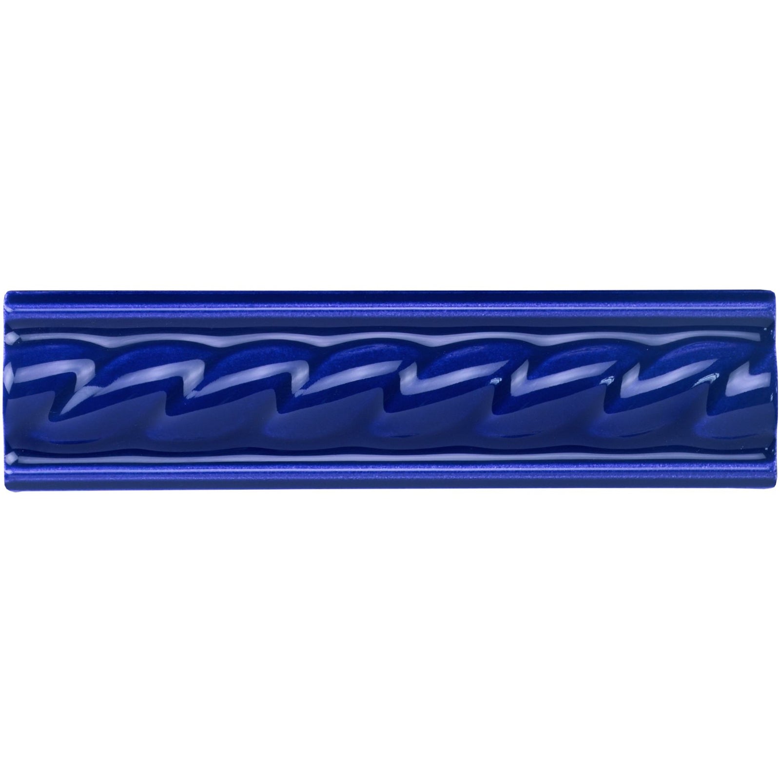 Royal Blue Rope Moulding Ceramic Wall Tile 152x40mm
