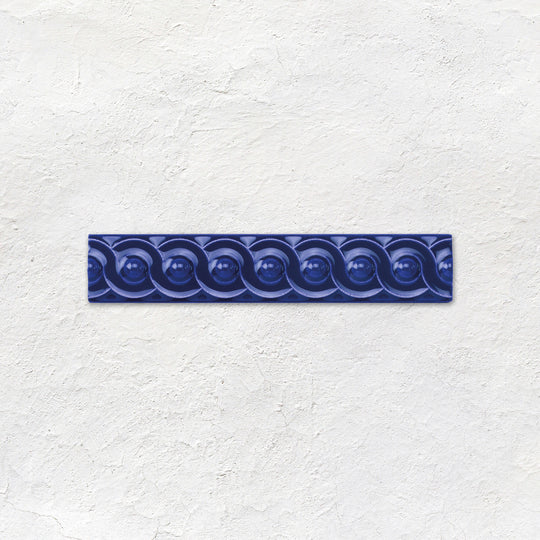 Royal Blue Scroll Moulding Ceramic Wall Tile 152x29mm