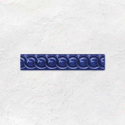 Royal Blue Scroll Moulding Ceramic Wall Tile 152x29mm