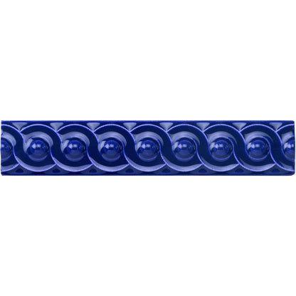 Royal Blue Scroll Moulding Ceramic Wall Tile 152x29mm
