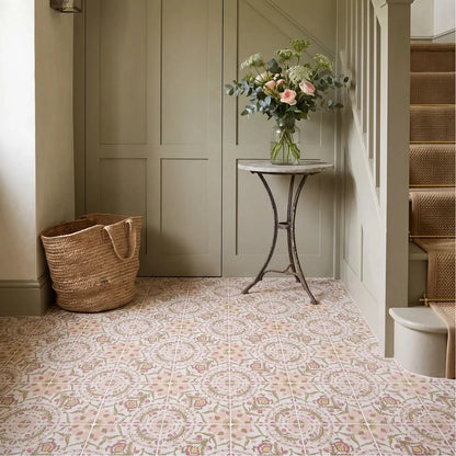 Sanderson Anthos Pink Porcelain Wall & Floor Tile 20x20cm