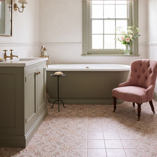 Sanderson Anthos Pink Porcelain Wall & Floor Tile 20x20cm