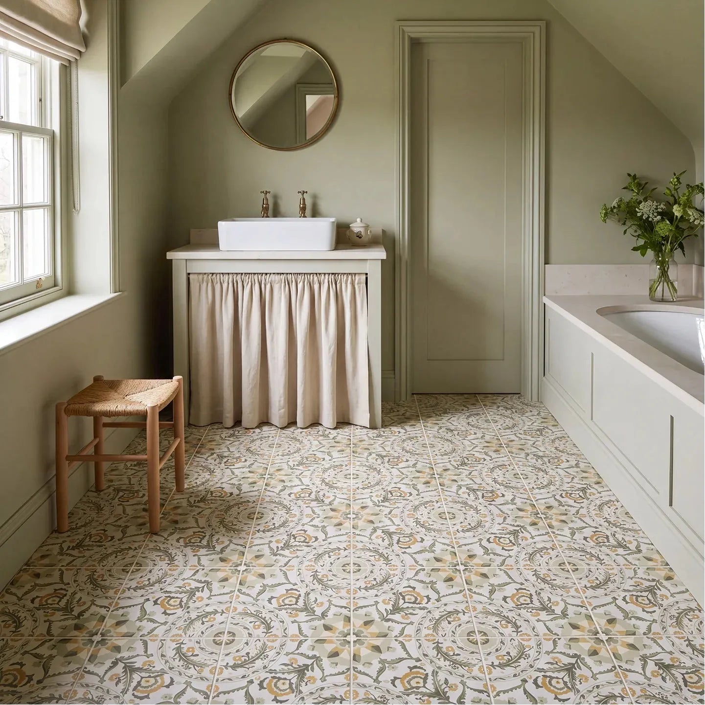 Sanderson Anthos Sage Porcelain Wall & Floor Tile 20x20cm