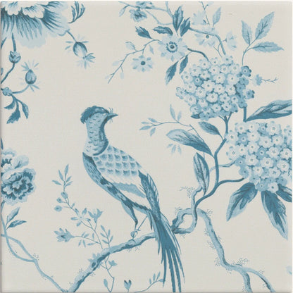 Sanderson Pillemont Toile China Blue Mural Porcelain Wall & Floor Tile 20x20cm