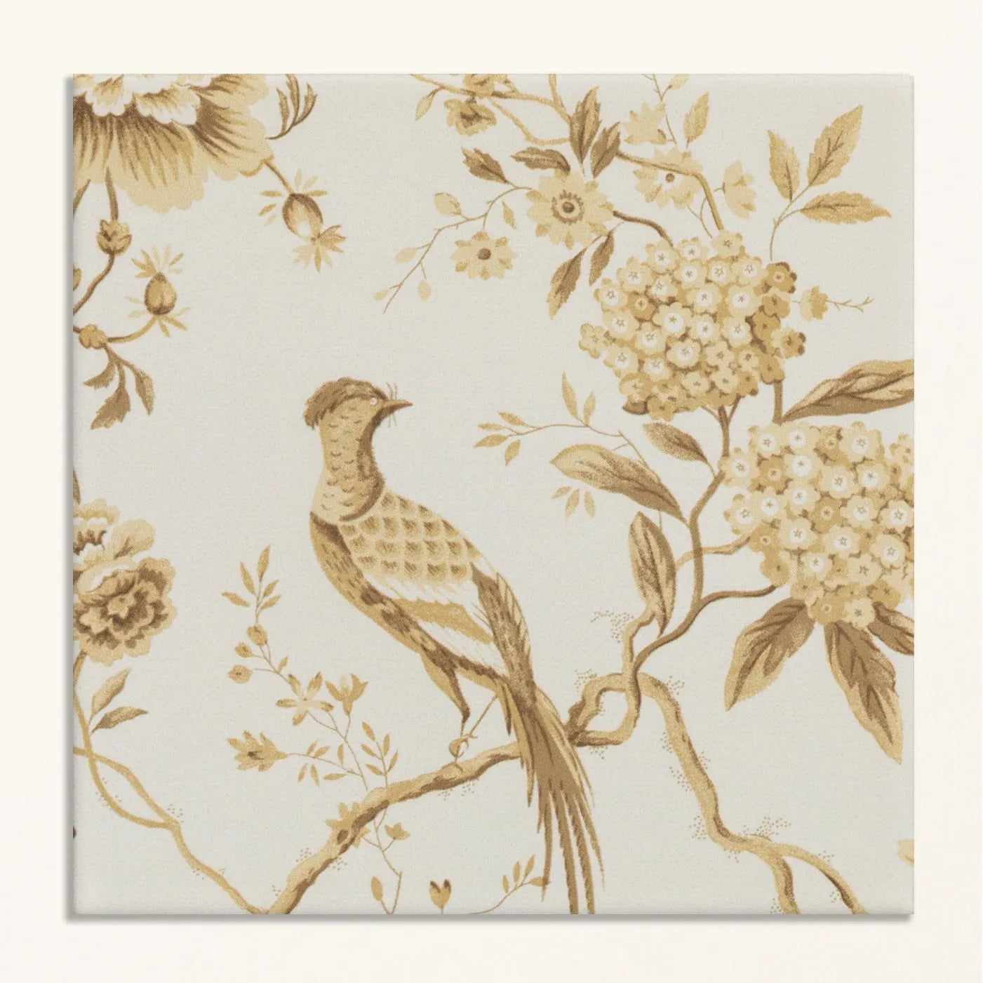 Sanderson Pillemont Toile Ochre Mural Porcelain Wall & Floor Tile 20x20cm