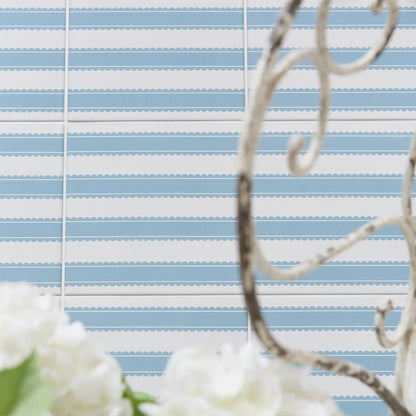 Sanderson Pinetum Stripe Dove Blue Porcelain Wall & Floor Tile 20x20cm