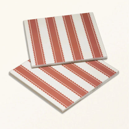 Sanderson Pinetum Stripe Madder Porcelain Wall & Floor Tile 20x20cm