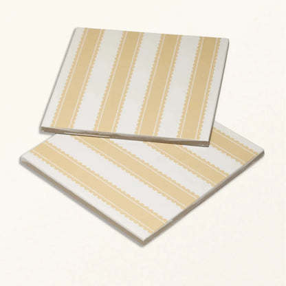 Sanderson Pinetum Stripe Ochre Porcelain Wall & Floor Tile 20x20cm