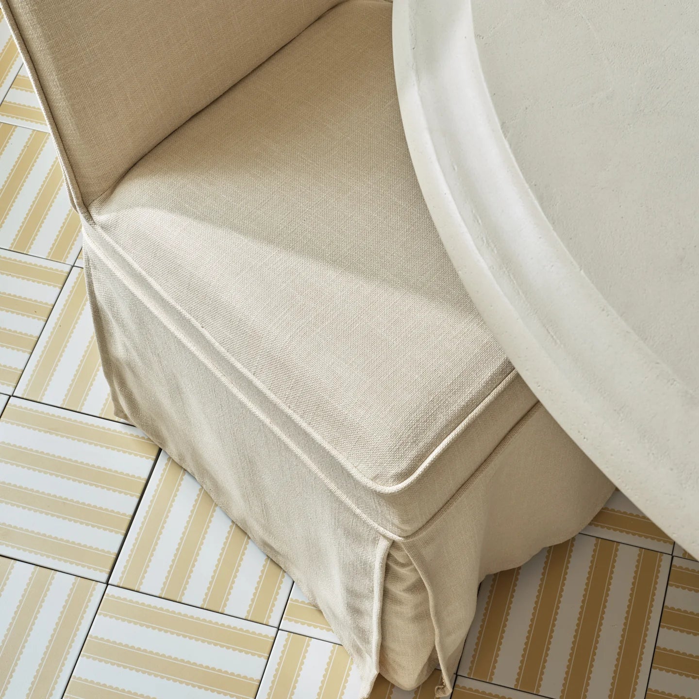 Sanderson Pinetum Stripe Ochre Porcelain Wall & Floor Tile 20x20cm