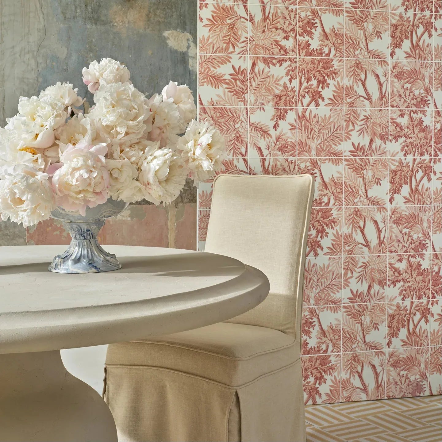 Sanderson Tapestry Trees Berry Mural Porcelain Wall & Floor Tile 20x20cm