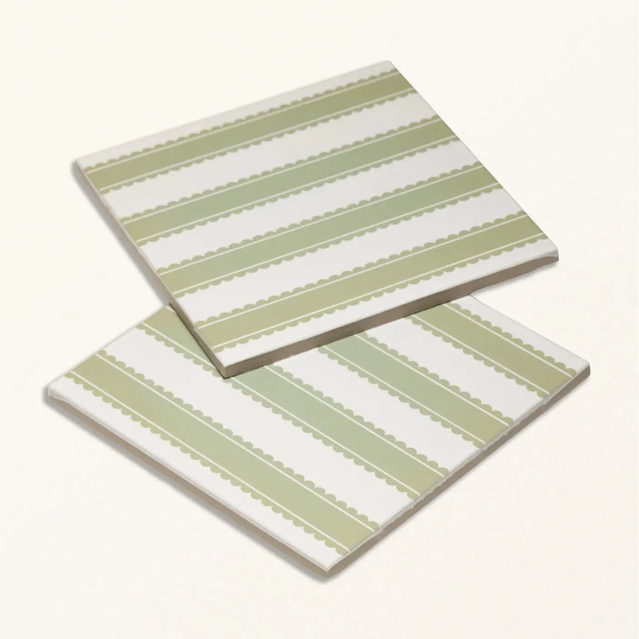 Sanderson Pinetum Stripe Sage Porcelain Wall & Floor Tile 20x20cm