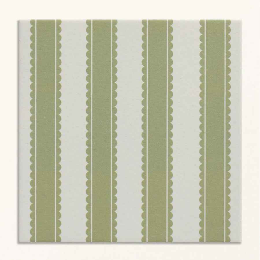 Sanderson Pinetum Stripe Sage Porcelain Wall & Floor Tile 20x20cm