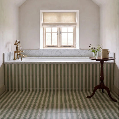 Sanderson Pinetum Stripe Sage Porcelain Wall & Floor Tile 20x20cm