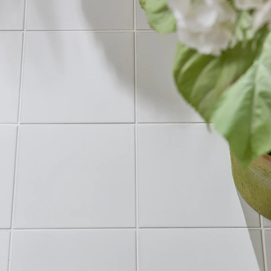 Sanderson Plain Orchid White Porcelain Wall & Floor Tile 20x20cm
