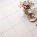 Sanderson Plain Orchid White Porcelain Wall & Floor Tile 20x20cm