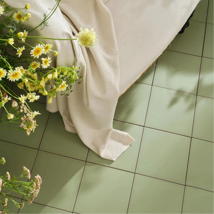 Sanderson Plain Sage Porcelain Wall & Floor Tile 20x20cm