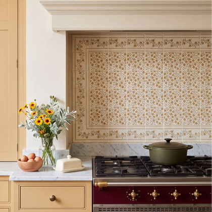 STUDIO Sanderson Anthos Ochre Border & Corner Ceramic Wall Tile 13x13cm