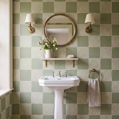 Sanderson Plain Sage Porcelain Wall & Floor Tile 20x20cm