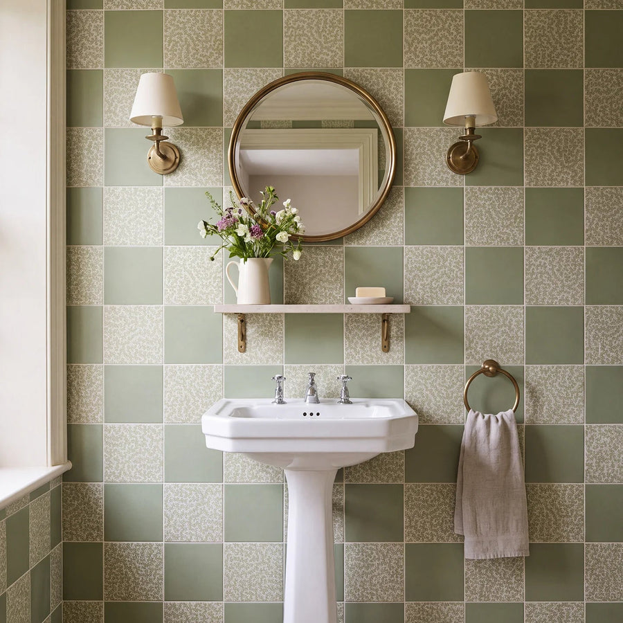 Sanderson Plain Sage Porcelain Wall & Floor Tile 20x20cm