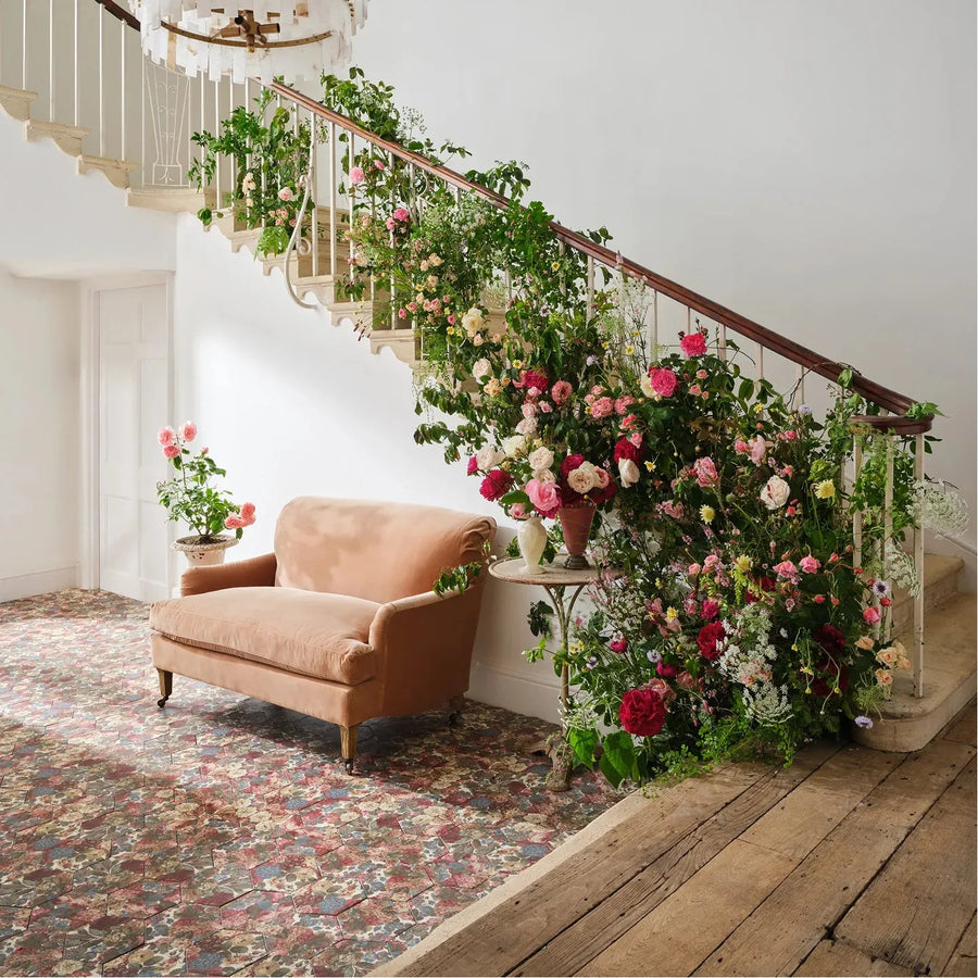 Sanderson Very Rose & Peony Madder Porcelain Wall & Floor Tile 20x20cm