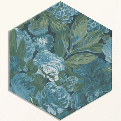 Sanderson Very Rose & Peony Pottery Blue Porcelain Wall & Floor Tile 20x20cm