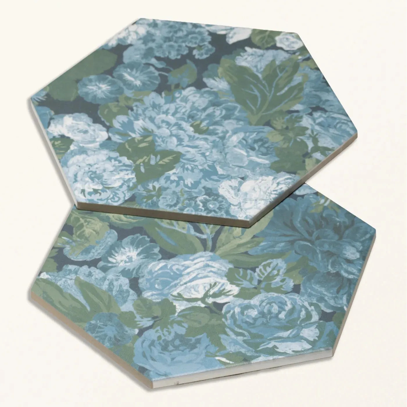 Sanderson Very Rose & Peony Pottery Blue Porcelain Wall & Floor Tile 20x20cm
