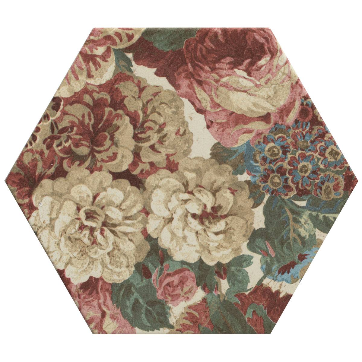 Sanderson Very Rose & Peony Madder Porcelain Wall & Floor Tile 20x20cm - Matt - Red