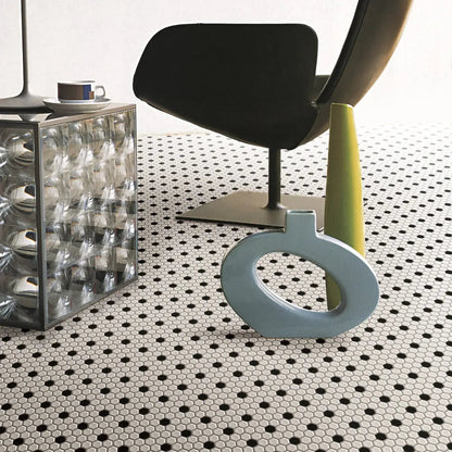Shapes Hexagon White & Black 26 x 30cm Porcelain Mosaic Tile - thumbnail 1