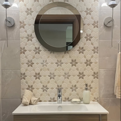 Shellstone Limestone - Mix Travertine Tumbled Starline Mosaic Tiles