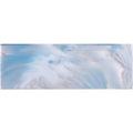 A rectangular ceramic tile with a swirling iridescent blue and white marble-like sky patterned brick design