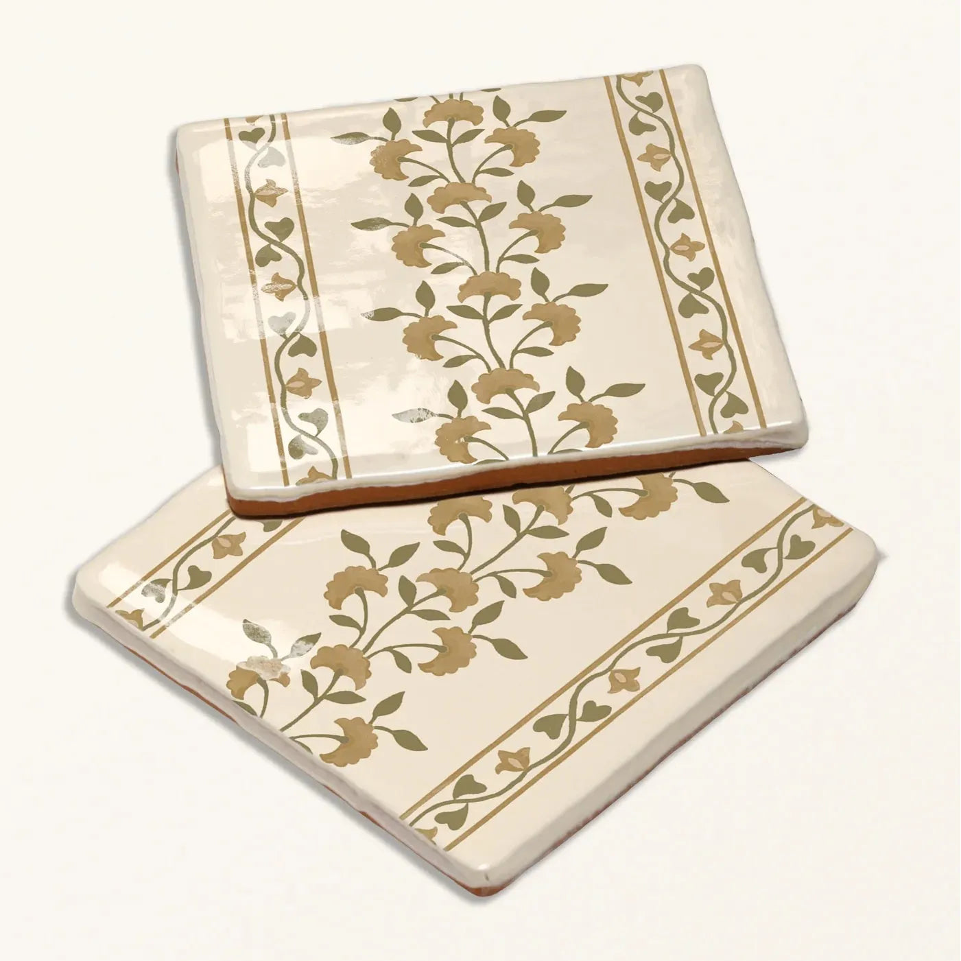 STUDIO Sanderson Anthos Ochre Border & Corner Ceramic Wall Tile 13x13cm
