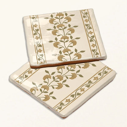 STUDIO Sanderson Anthos Ochre Border & Corner Ceramic Wall Tile 13x13cm