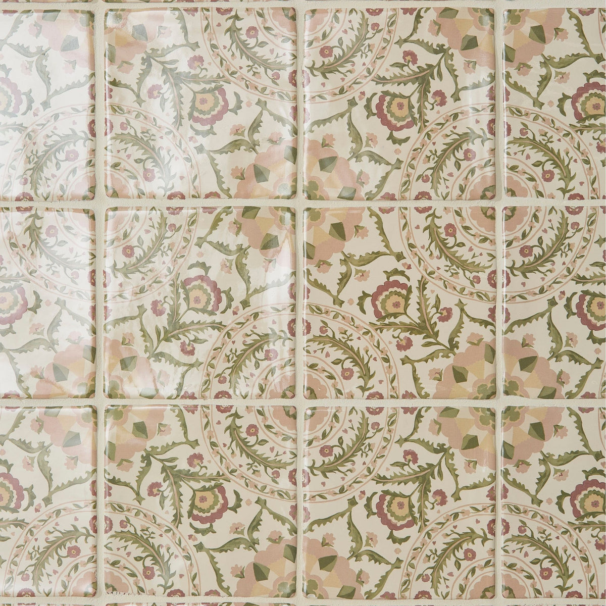 STUDIO Sanderson Anthos Pink Clay Ceramic Wall Tile 13x13cm - Gloss