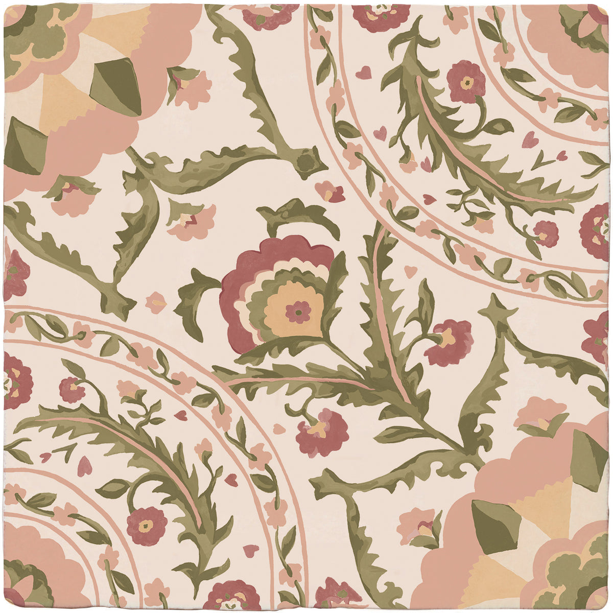 STUDIO Sanderson Anthos Pink Clay Ceramic Wall Tile 13x13cm - Gloss
