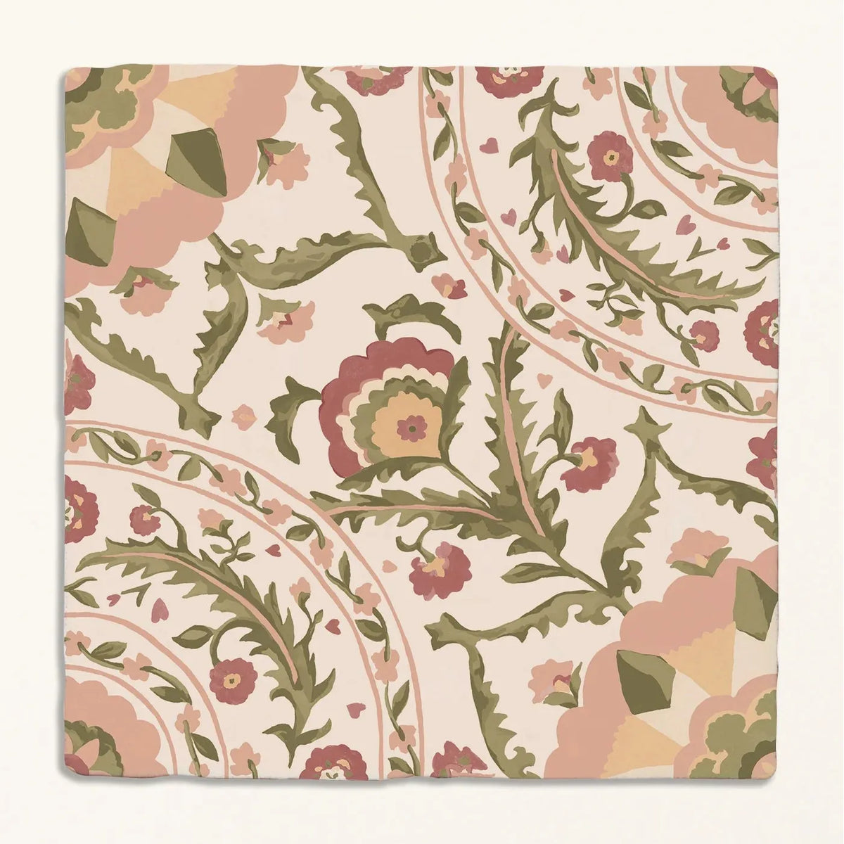STUDIO Sanderson Anthos Pink Clay Ceramic Wall Tile 13x13cm - Gloss
