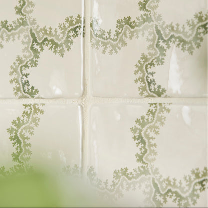 STUDIO Sanderson Oxbow Check Olive Ceramic Wall Tile 13x13cm