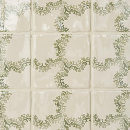 STUDIO Sanderson Oxbow Check Olive Ceramic Wall Tile 13x13cm