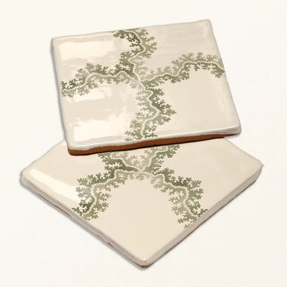 STUDIO Sanderson Oxbow Check Olive Ceramic Wall Tile 13x13cm