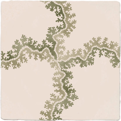 STUDIO Sanderson Oxbow Check Olive Ceramic Wall Tile 13x13cm