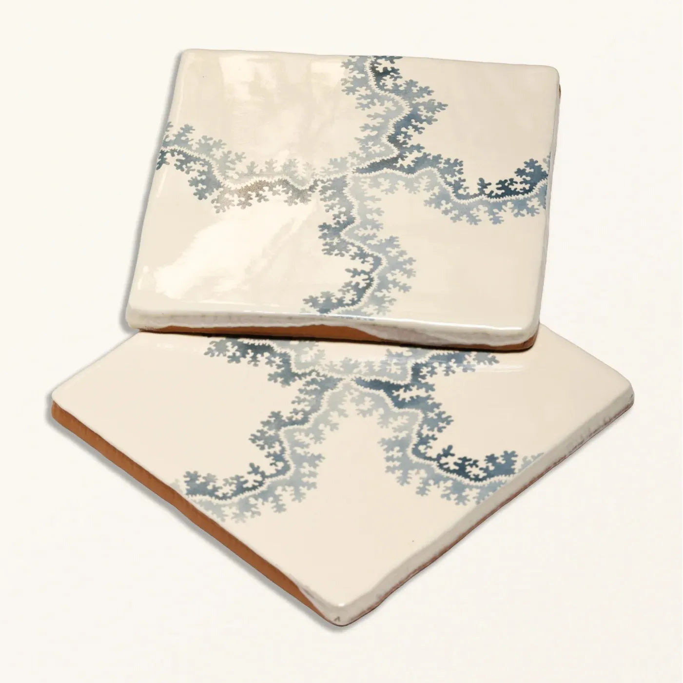 STUDIO Sanderson Oxbow Check Pottery Blue Ceramic Wall Tile 13x13cm