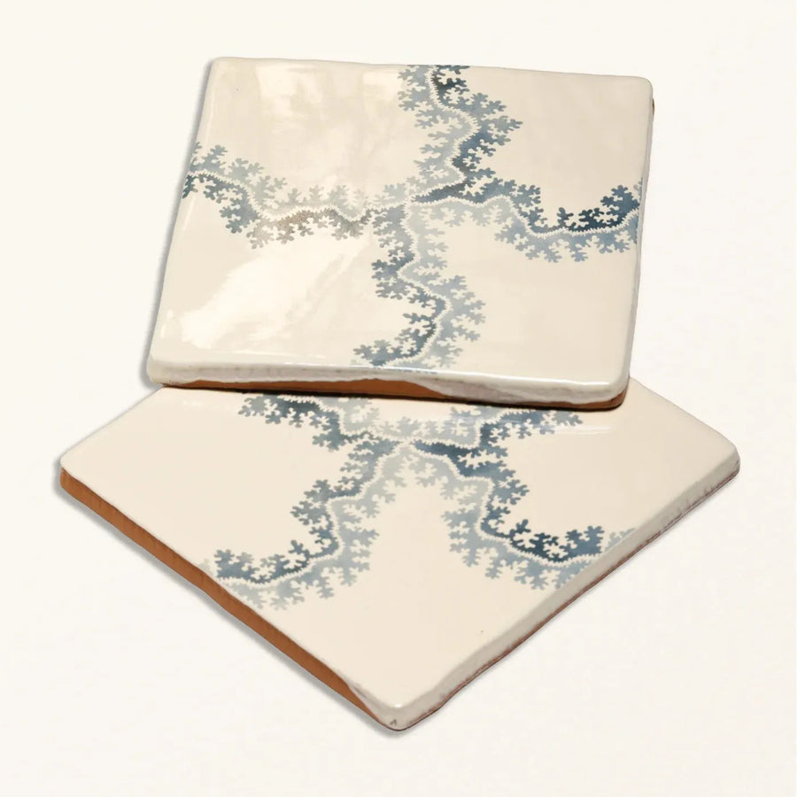 STUDIO Sanderson Oxbow Check Pottery Blue Ceramic Wall Tile 13x13cm