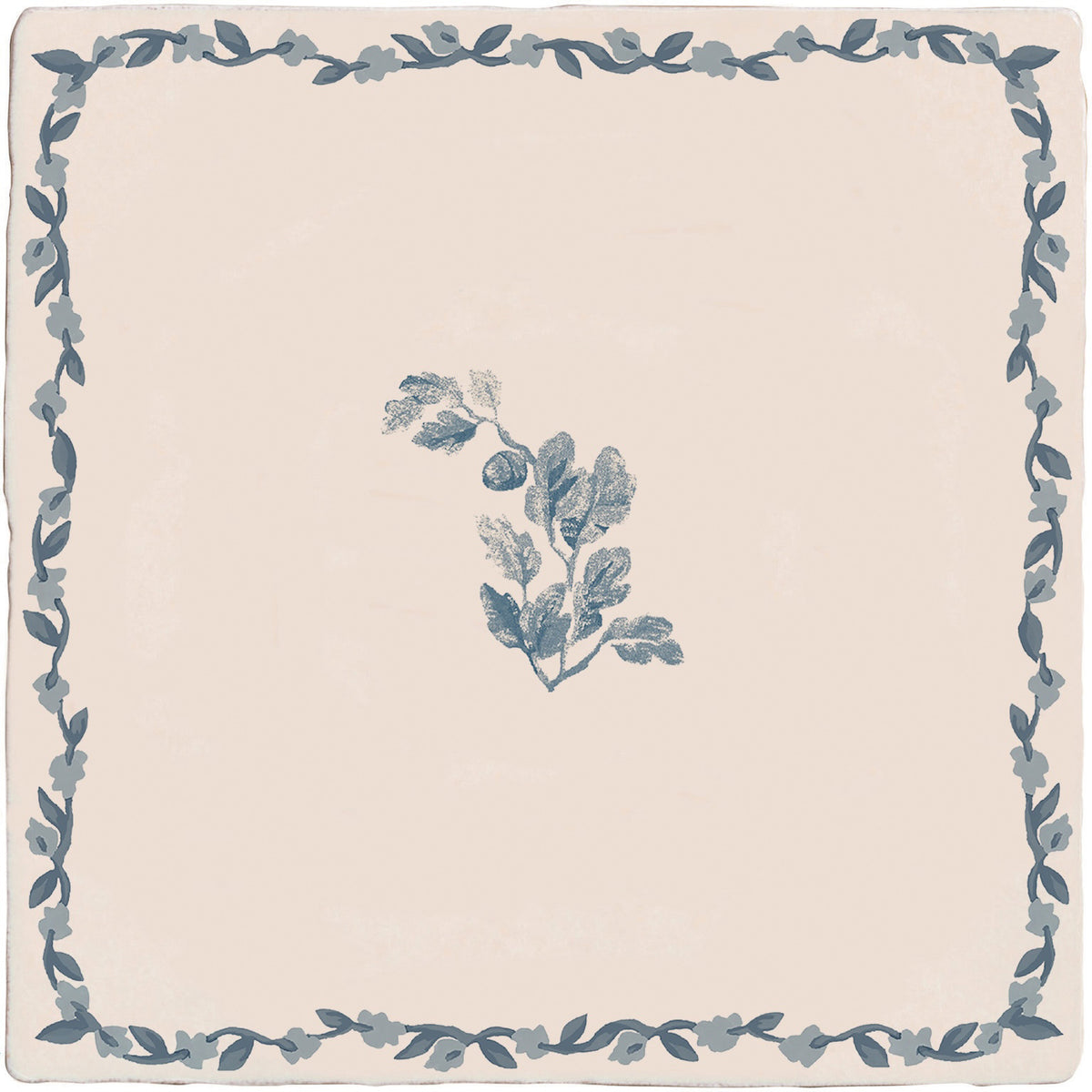 STUDIO Sanderson Aesop's Fables Acorn Sprig motif tile in Pottery Blue