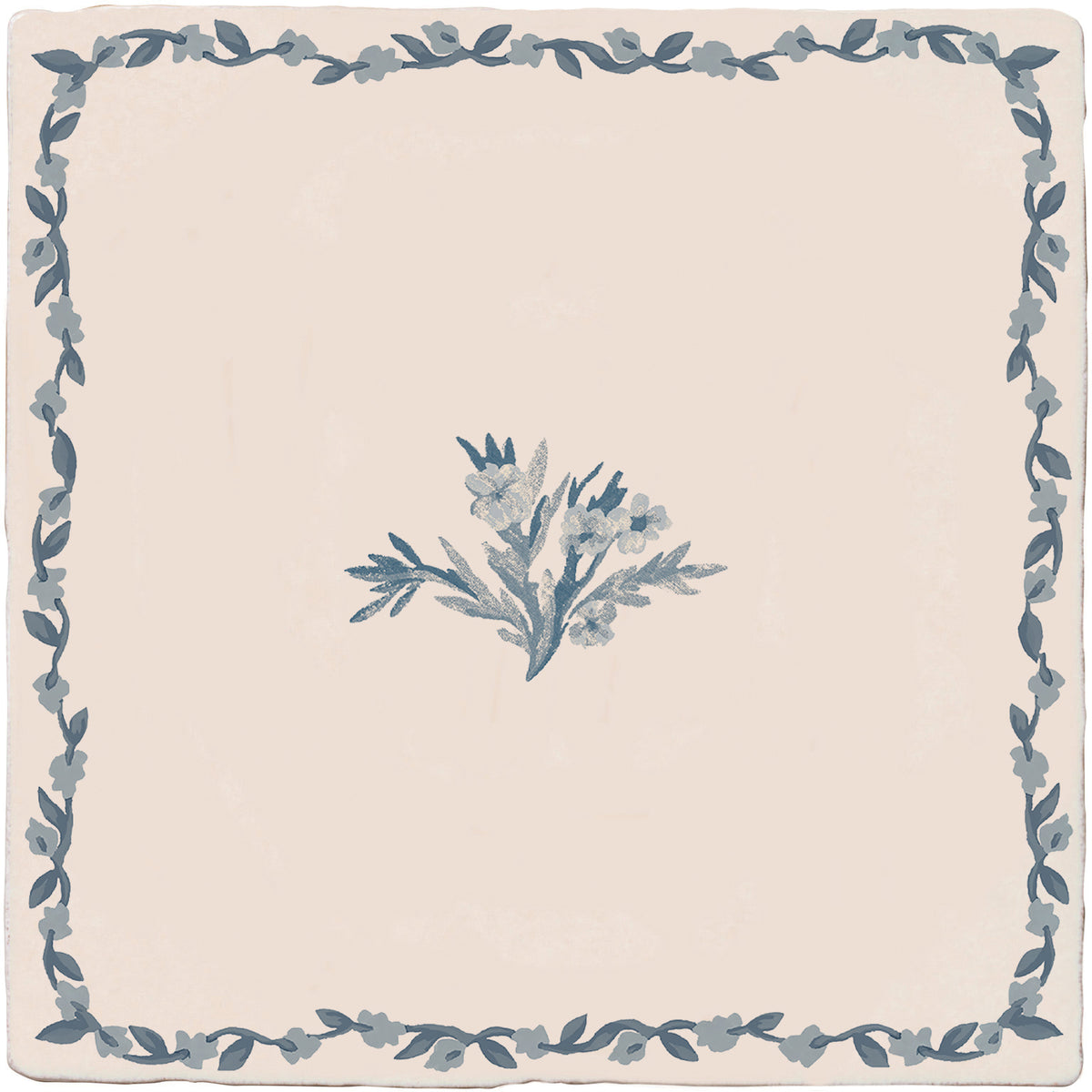 STUDIO Sanderson Aesop's Fables Bloom motif tile in Pottery Blue